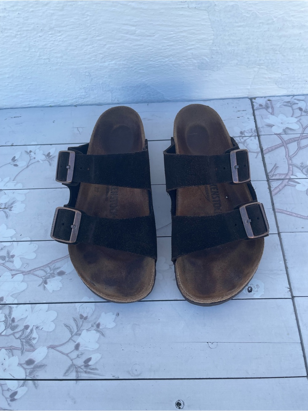 Kids Black Suede Slide Sandals